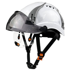 Vented construction safety helmet with double visors and reflective stickers – image 8