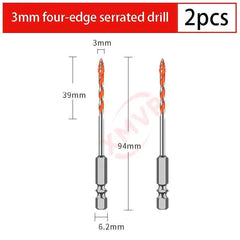 Four Edge Serrated Eccentric Drill Bit Set & High Hardness Multi Material Dry Drilling Bits