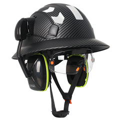 Full brim construction safety helmet with goggles, earmuffs and reflective stickers – image 11