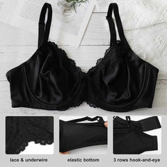 Floral Lace Minimizer Bra | Underwire Full Coverage Non-Padded T-Shirt Everyday