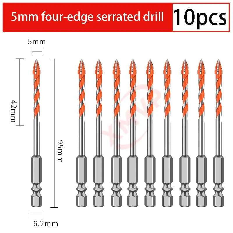 Four Edge Serrated Eccentric Drill Bit Set & High Hardness Multi Material Dry Drilling Bits