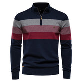 Men’s Patchwork Cotton Pullover | 2026 Winter Fashion Mock-Neck Sweater
