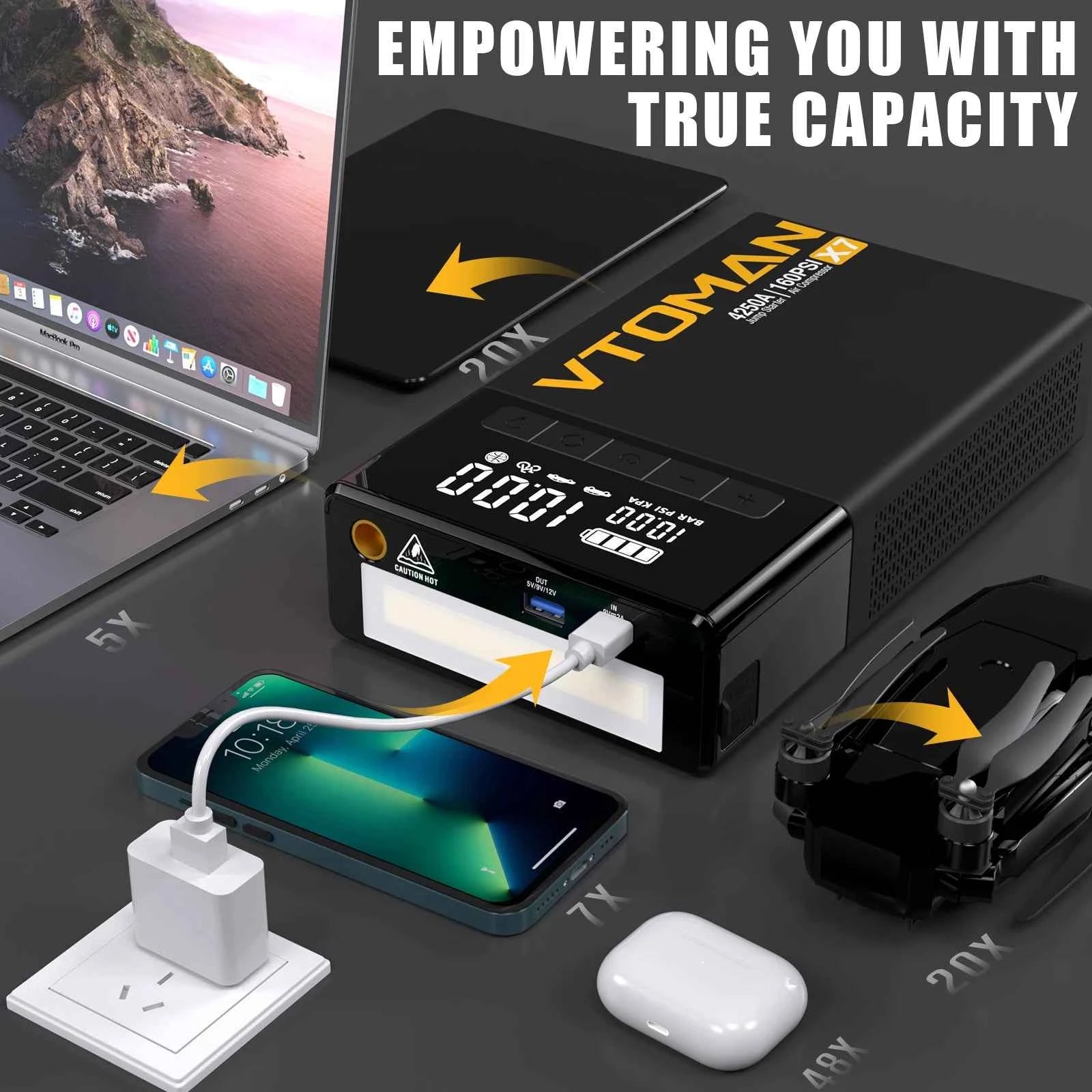 12V car jump starter with tyre inflator – image 4