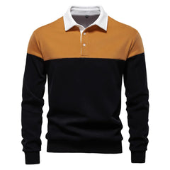 Men’s Premium Color Block Sweatshirt | Business Casual Polo-Collar Pullover