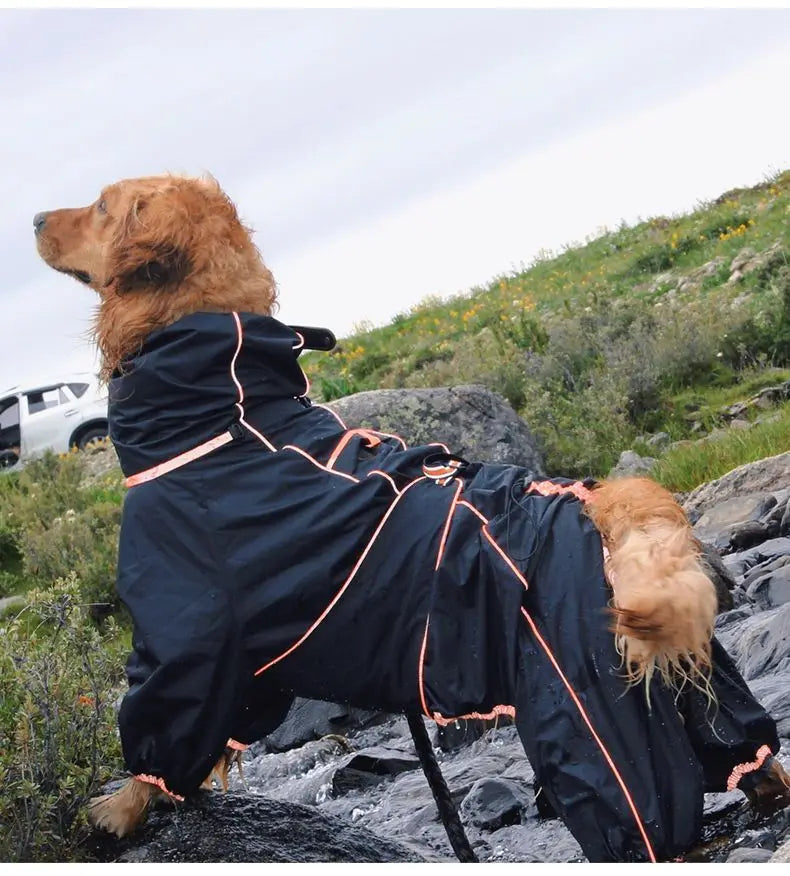 Waterproof Dog Rain Jacket for Large Dogs – Breathable Snow-Proof Windproof Outdoor Coat with Legs