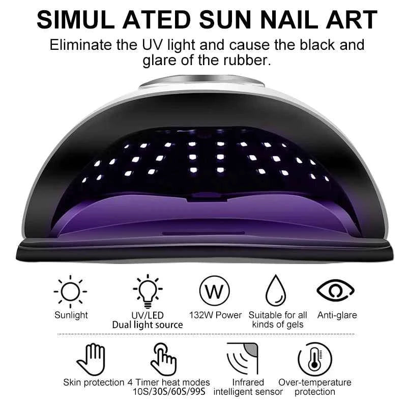 Professional 18 Color Gel & 9 Color Poly Extension Mega Kit – 132W High-Power UV/LED Curing System