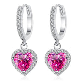 2CT Pink Heart Moissanite Drop Earrings - SnaggIt