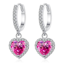 2CT Pink Heart Moissanite Drop Earrings - SnaggIt