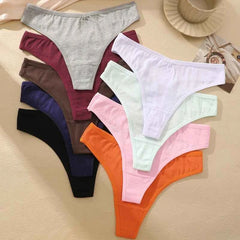 Seamless Cotton Thongs 7-Pack | Low Waist Breathable G-String Solid Colour Women's Underwear