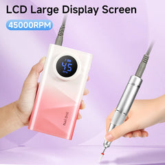 Professional 45,000 RPM Ultra Quiet Cordless Nail Drill – High-Torque 4500mAh Rechargeable Manicure Station