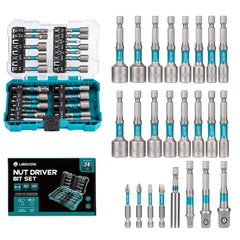 24PCS Magnetic Nut Driver Set 1/4" Hex Impact Drill Driver Bit Kit – Metric & SAE