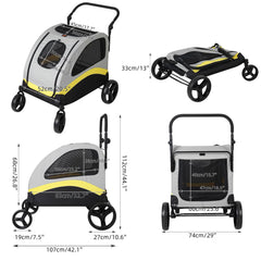 Premium 4-Wheel Foldable Dog Pram with Breathable Mesh by Snagg A Pet Stroller