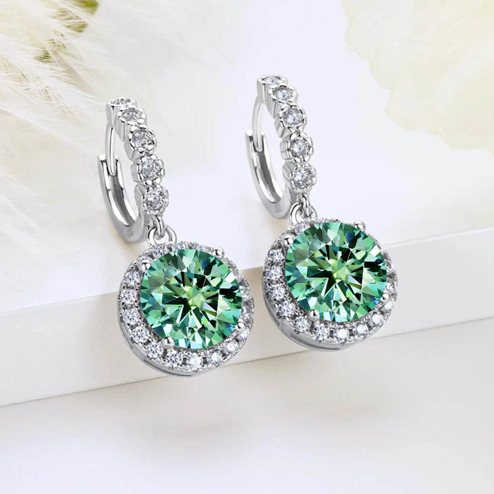 1CT Teal Moissanite Drop Earrings - SnaggIt