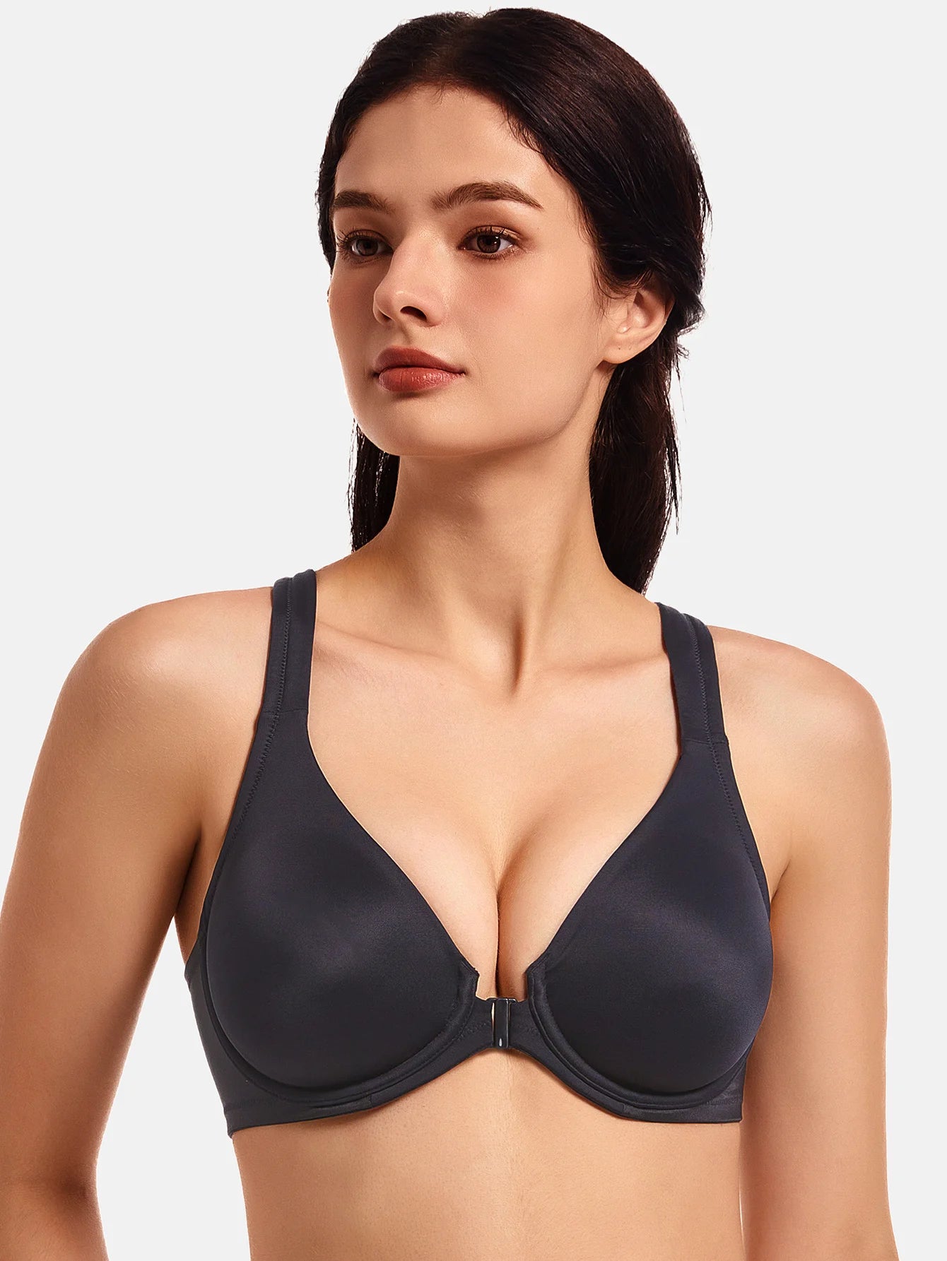 Front Closure Plunge Bra | Seamless Underwire Racerback Full Coverage