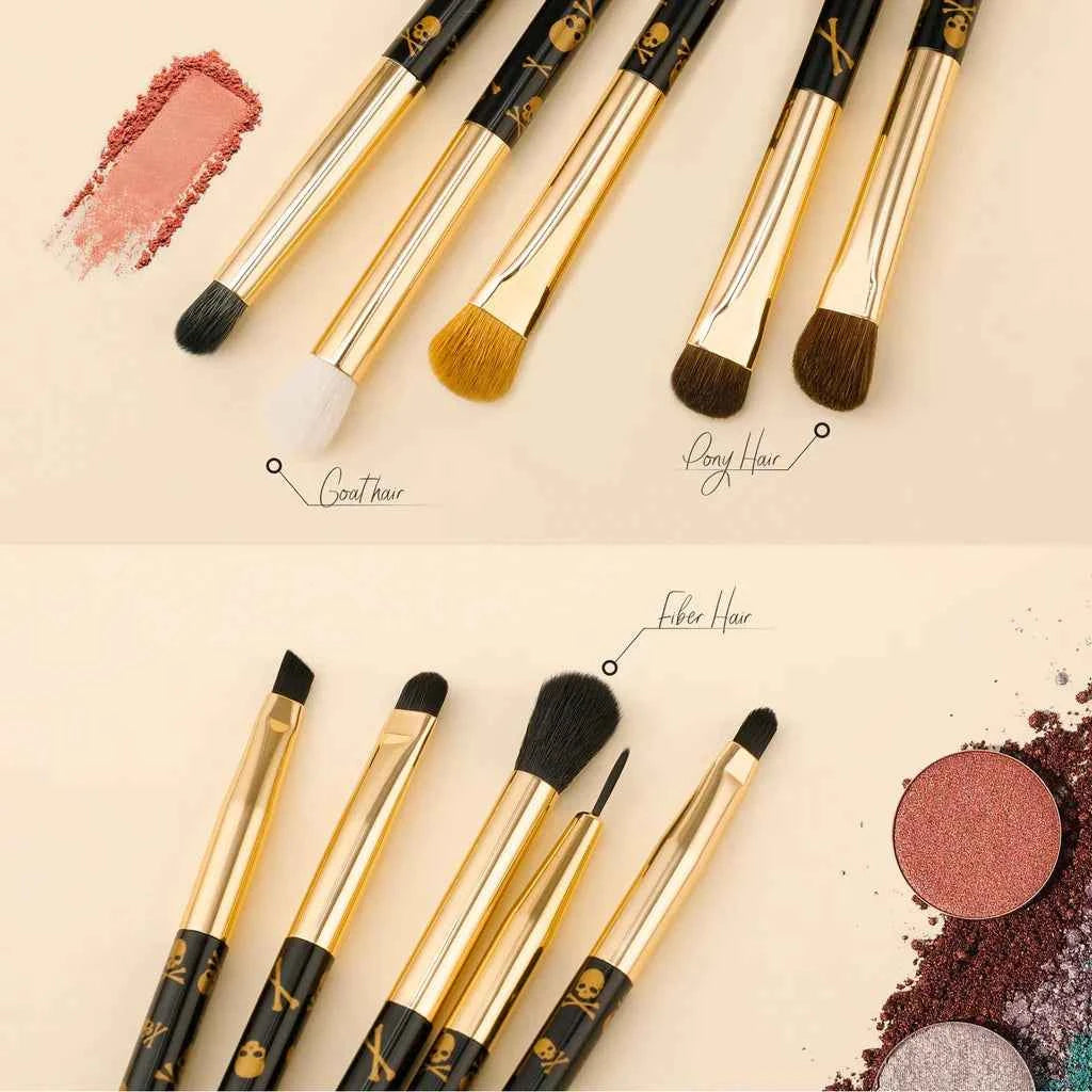 10 Pieces Professional Gothic Skull Makeup Brush Set – Premium Vegan Synthetic Bristles