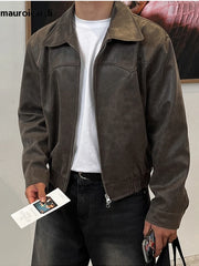 Vintage Distressed Brown PU Leather Jacket by Snagg A Jacket