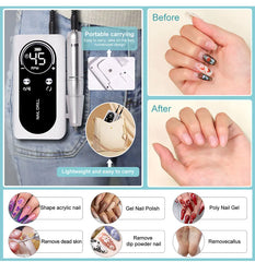 Professional 45,000 RPM Brushless Electric Nail Drill – High Torque Rechargeable Manicure & Pedicure Station