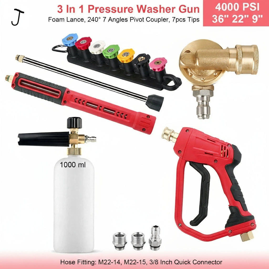 4000 PSI Spray Gun with Nozzles & Foam Lance Kit by Snagg A Foam Cannon