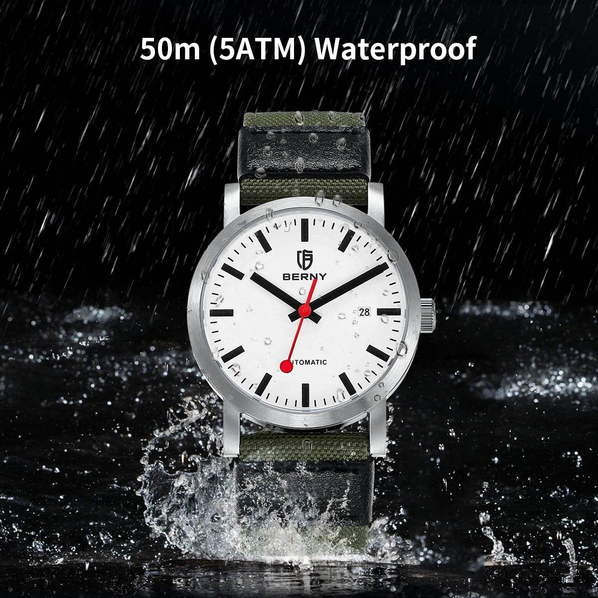 BERNY Swiss Railroad Automatic Watch - SnaggIt