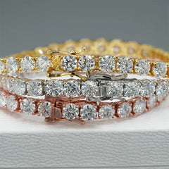 D Color VVS1 Full Moissanite Tennis Bracelet — 925 Sterling Silver, 18K Gold Plated