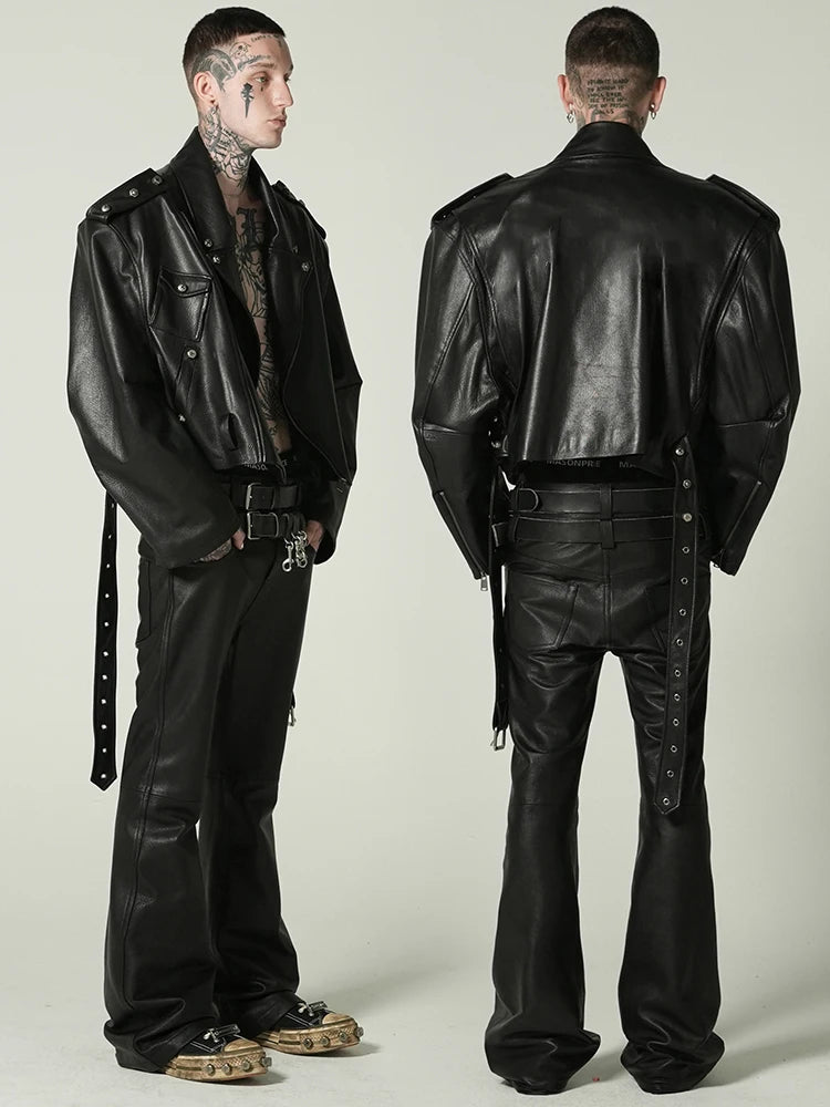 Oversized Black PU Leather Biker Jacket by Snagg A Jacket