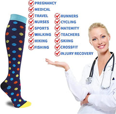Unisex Compression Socks 20–30 mmHg Graduated Support for Nurses, Runners & Travel