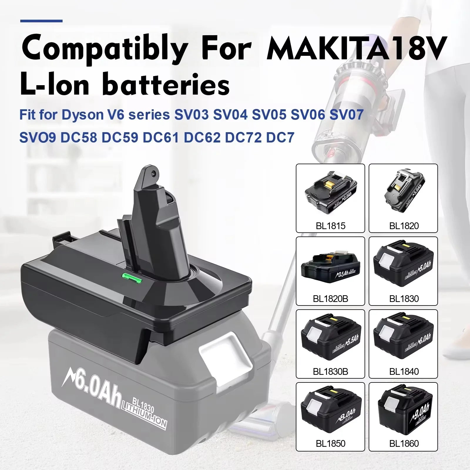 Cordless vacuum battery adapter for Dyson V6 V7 V8 – image 6