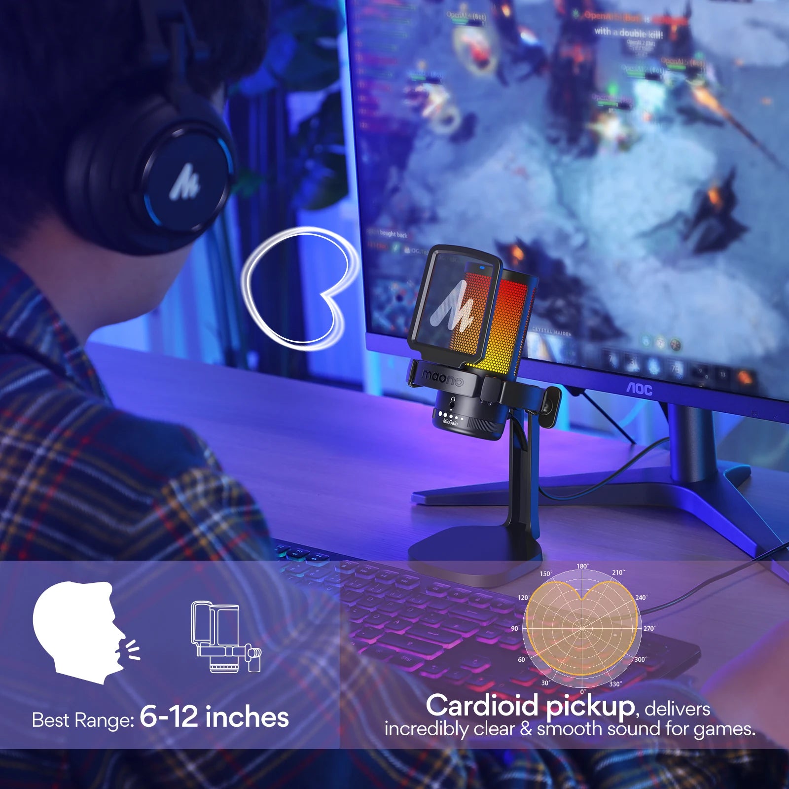 USB Gaming Microphone – RGB Condenser Mic with Noise Reduction by Snagg A Microphone