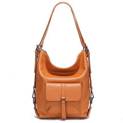 100% Genuine Leather 2-in-1 Shoulder Bag & Backpack – Large Capacity Multifunction Satchel for Women