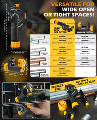 4-piece pipe cutter set with mini cutter, deburring tool and reamer – image 7