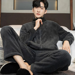 Men's Coral Fleece Pajama Set | Thickened Flocking Long Sleeve Winter Warm Couple Loungewear