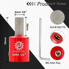 Glass Grinder Bit Head Set | Stained Glass Drill Bits 1/8" 1/4" 1-3/4" CE Certified