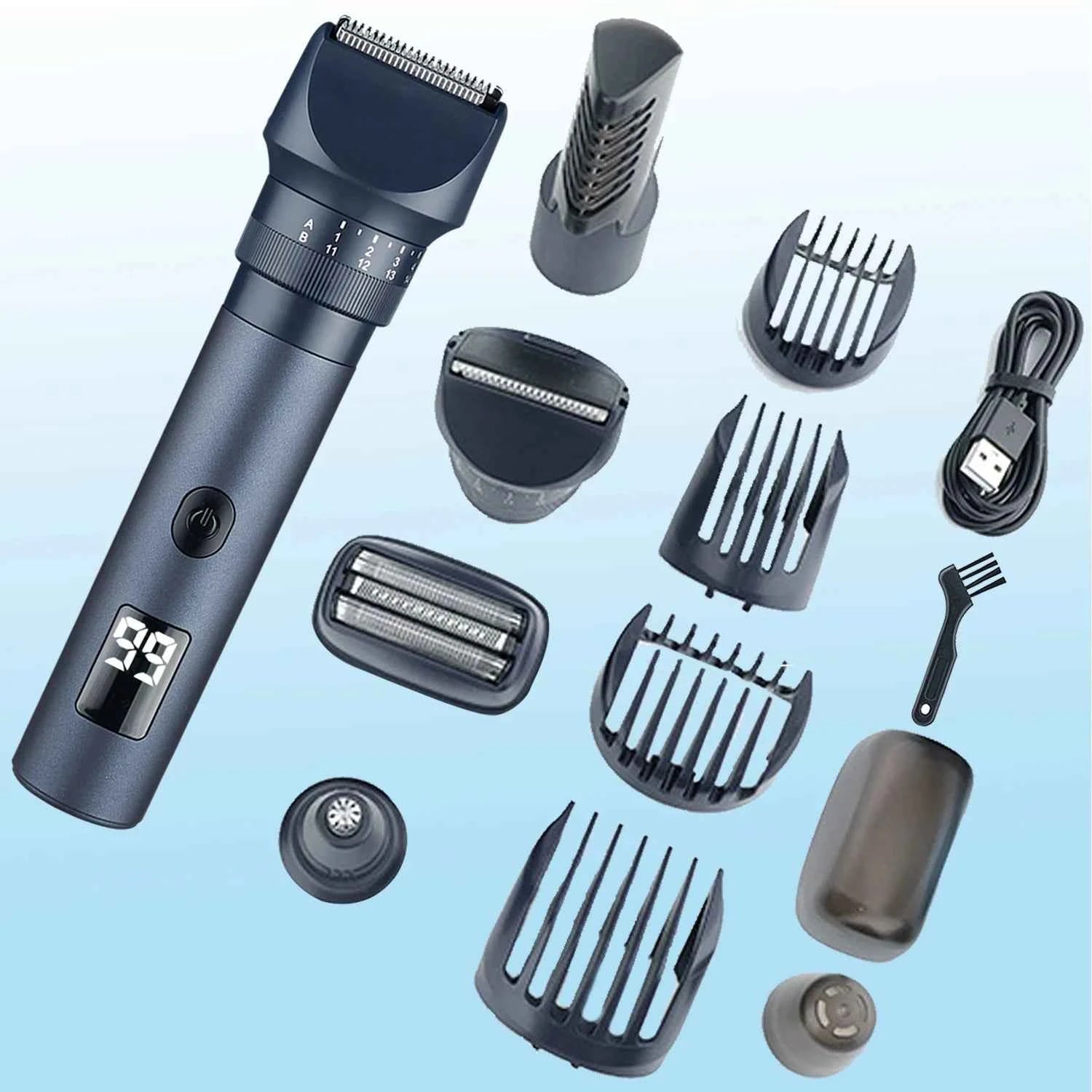 Professional 5 in 1 Complete Body Grooming System – IPX6 Waterproof Cordless Shaver & High Precision Trimmer Kit