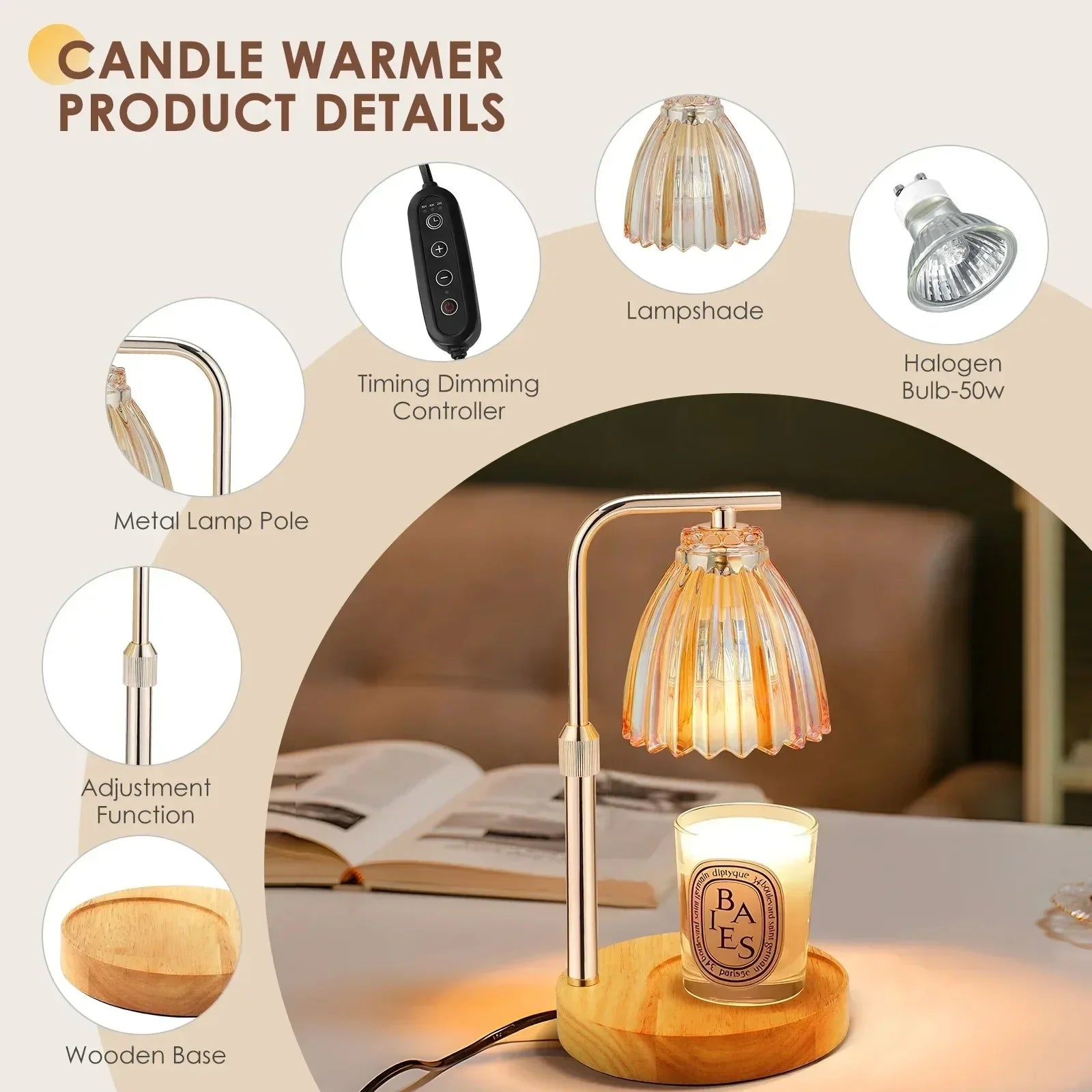 Adjustable Fragrance Warmer with Timer & Ambient Lighting by Snagg A Table Lamp