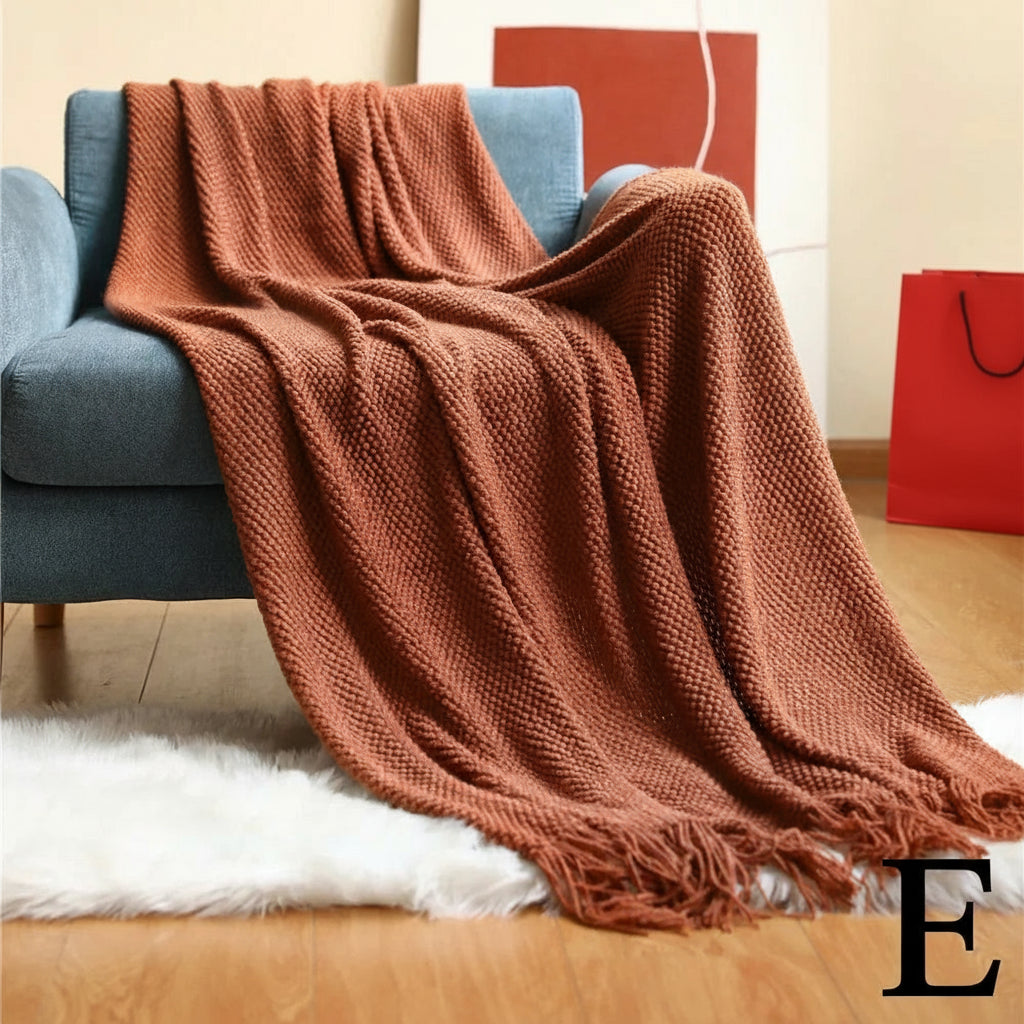 Knitted Throw Blanket – Cozy Comfort with Fringe by Snagg A Throw