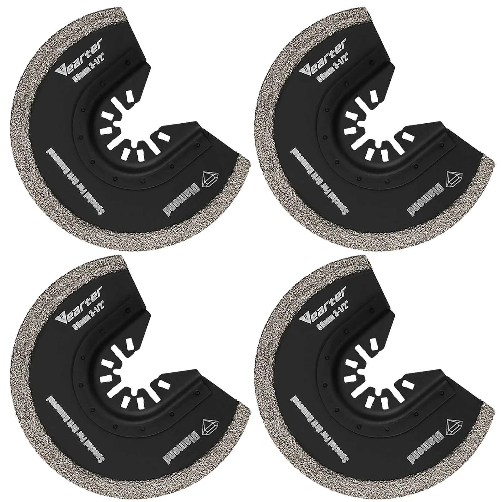 Diamond Semi-Circle Oscillating Saw Blades 4pcs | Swing Blade Precise Mortar Grout Removal Multitool