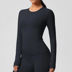 Women's Long Sleeve Yoga Shirt | Push-Up Gym Workout Top Dry-Fit Breathable High Elastic Sports