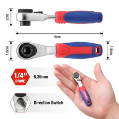 1/4" Mini Ratchet Wrench & 41-Piece Screwdriver Bit Set – Hex Torque Quick-Release Handle Repair Tool