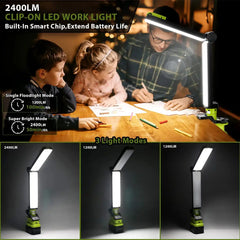 2400LM Cordless LED Work Light for Ryobi 18v Battery