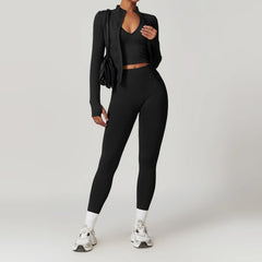 Women's 2/3/4-Piece Seamless Yoga Set | Long Sleeve Tracksuit Sports Bra Gym Leggings Activewear