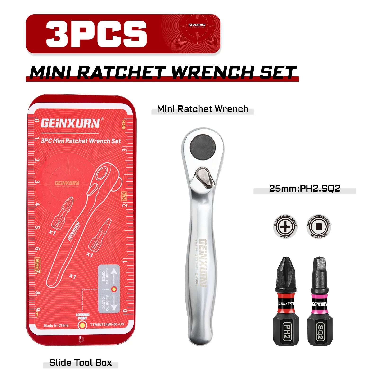 Mini Ratchet Screwdriver Set | S2 Steel Impact Magnetic Bit Holder 1/4" Wrench Push-Pull Case for Repair