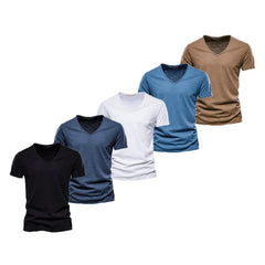 Men's 5 Piece Essential V-Neck Bundle | 100% Pure Cotton Summer Tees