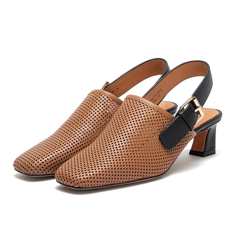 Women’s Leather Hollow Sandals by Snagg A Shoes