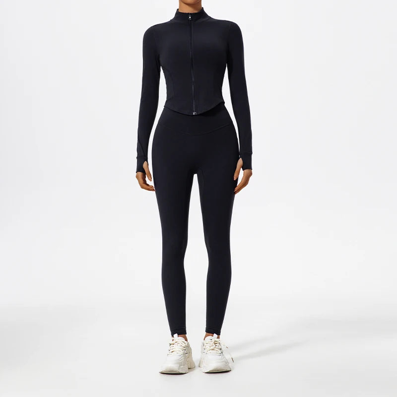 Women's 2-Piece Ultra-Soft Long Sleeve Gym Set | Quick-Dry Yoga Leggings Suit Sports Jacket