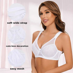 Plus Size Floral Lace Minimizer Bra | Underwire Full Coverage Unpadded Lifting