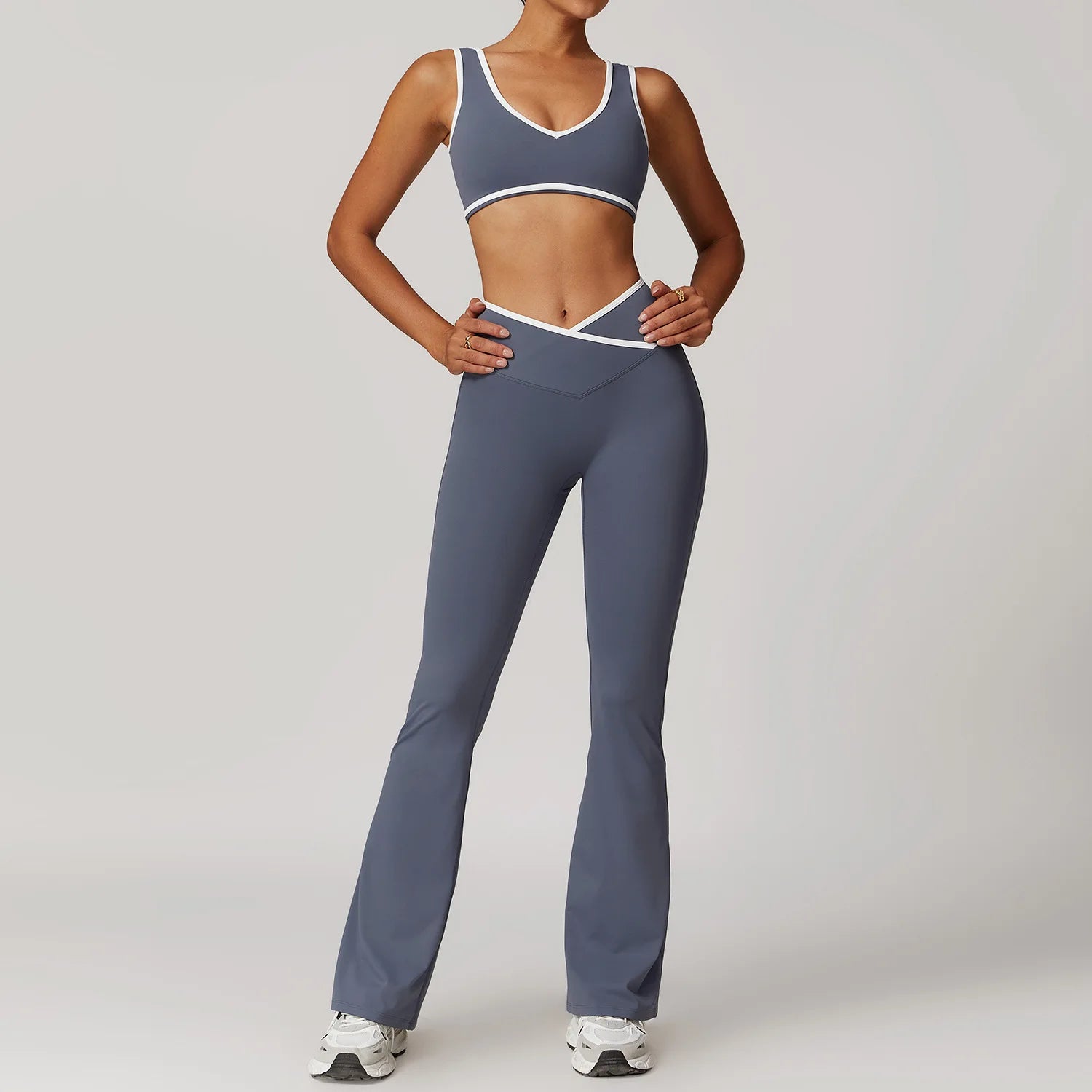 Women's 2-Piece Yoga Workout Set | High Waist Leggings & Sports Bra Gym Tracksuit Athletic Wear