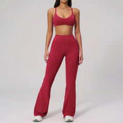Women's 2-Piece Athletic Yoga Set | Running Leggings & Sports Bra Breathable Gym Fitness Wear