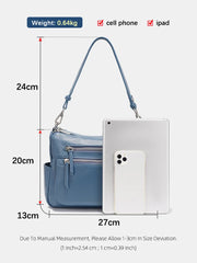 Cowhide Leather Multi-Pocket Crossbody Handbag – Fashion Shoulder & Commuter Shopper Bag for Women