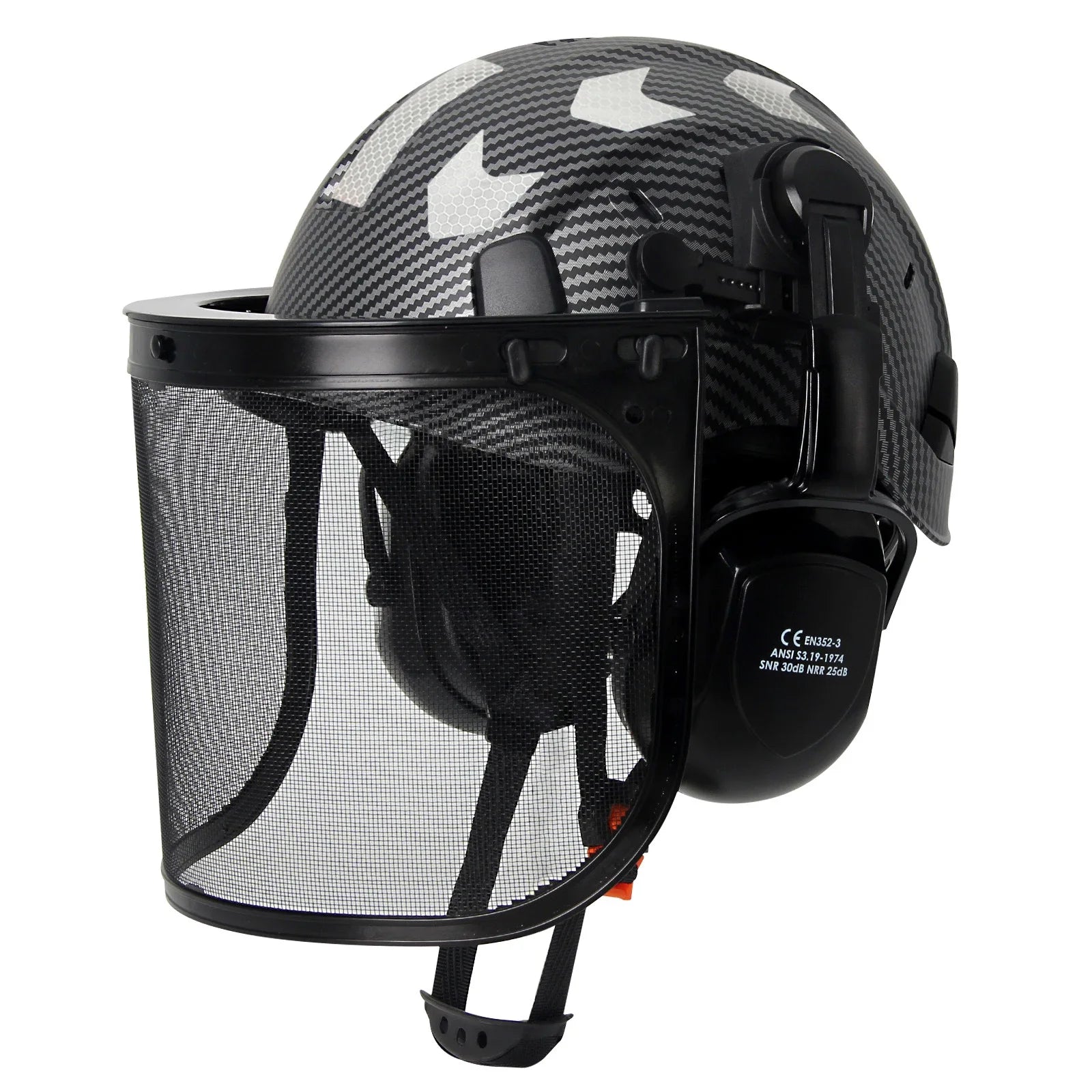 Forestry safety helmet with full face mesh shield and earmuffs – image 14
