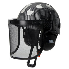 Forestry safety helmet with full face mesh shield and earmuffs – image 14